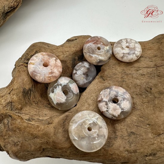 【肌容雪】天然美石櫻花瑪瑙平安扣造型吊墜 編號B41(1-7號)附收納盒
