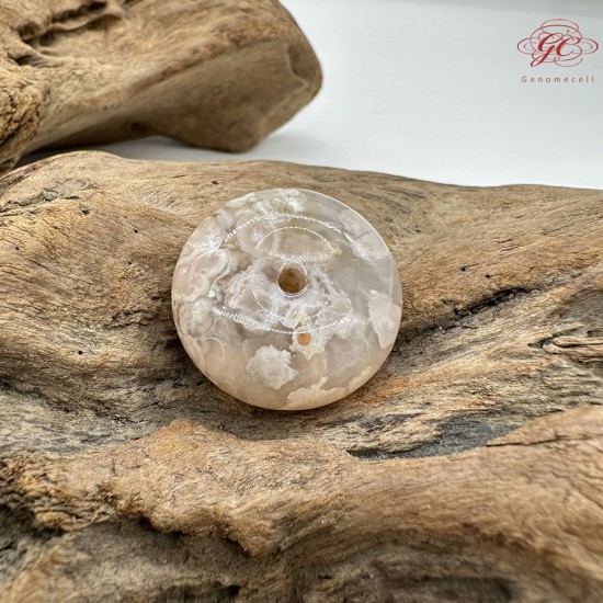 【肌容雪】天然美石櫻花瑪瑙平安扣造型吊墜 編號B41(1-7號)附收納盒