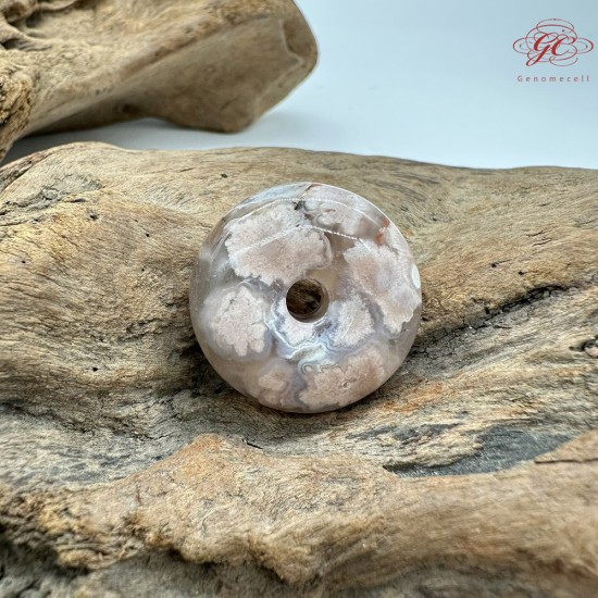 【肌容雪】天然美石櫻花瑪瑙平安扣造型吊墜 編號B41(1-7號)附收納盒