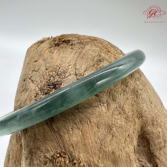 【肌容雪】天然緬甸A貨綠翡翠飄花叮噹鐲 編號1000(鐲圍60.9mm#19號)