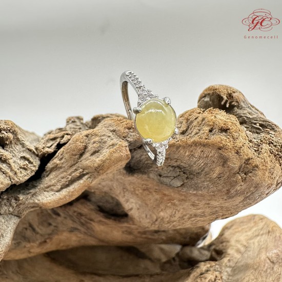 【肌容雪】天然緬甸A貨翡翠蜜蠟黃可調解戒指 編號1015(戒圍18.8mm#15號)