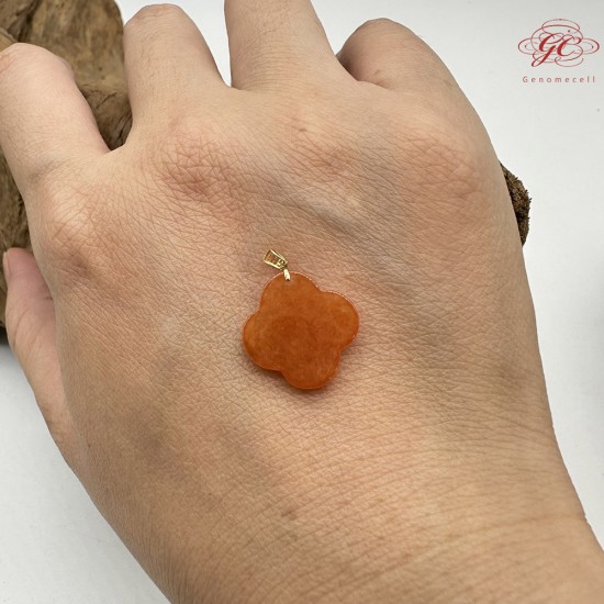 【肌容雪】天然緬甸A貨紅翡翠四葉草造型吊墜 編號1036