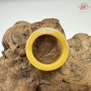 【肌容雪】天然緬甸A貨黃翡翠戒圈 編號1038(戒圍17.2mm#10號)