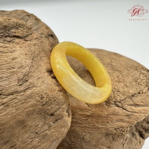 【肌容雪】天然緬甸A貨黃翡翠戒圈 編號1038(戒圍17.2mm#10號)