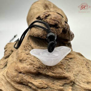 【肌容雪】天然緬甸A貨翡翠白玉元寶吊墜繩 編號1044