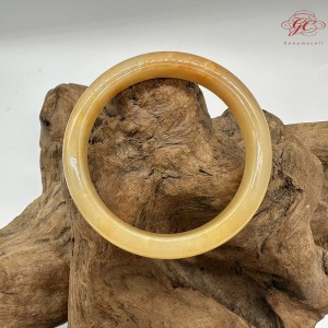 【肌容雪】天然緬甸A貨糯冰黃翡正圈手鐲 編號1048(鐲圍57.9mm#18號 )