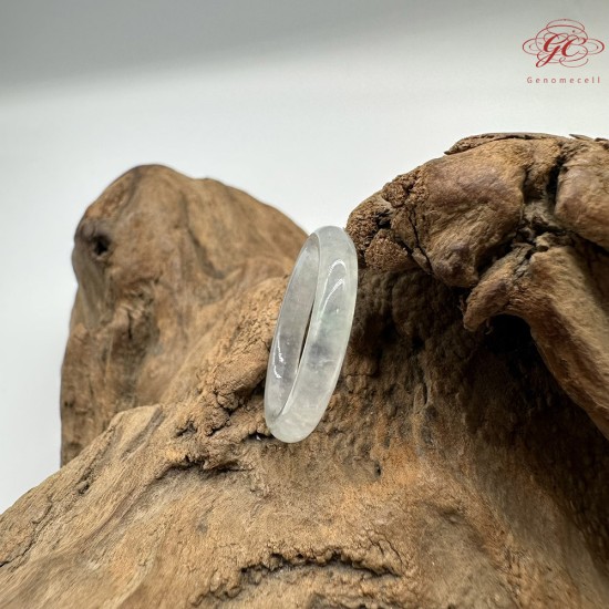 【肌容雪】天然緬甸A貨白月光翡翠戒圈 編號1053(戒圍18.6mm#15號)