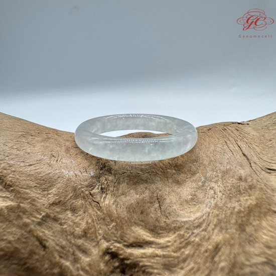 【肌容雪】天然緬甸A貨白月光翡翠戒圈 編號1053(戒圍18.6mm#15號)
