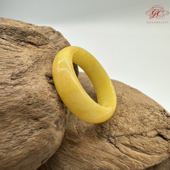 【肌容雪】天然緬甸A貨蜜糖黃翡翠戒圈 編號1054(戒圍19.3mm#15號)