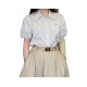  【二手精品9.9新】PRADA（普拉達）白色棉質府綢短袖襯衫(肩38胸50長62)編號S435
