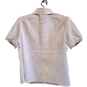  【二手精品9.9新】PRADA（普拉達）白色棉質府綢短袖襯衫(肩38胸50長62)編號S435