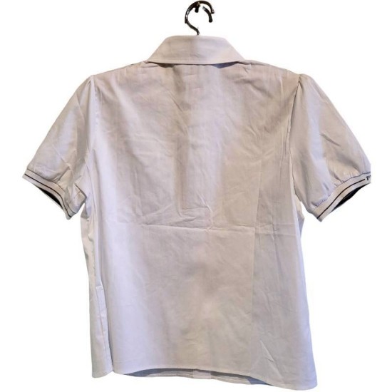  【二手精品9.9新】PRADA（普拉達）白色棉質府綢短袖襯衫(肩38胸50長62)編號S435