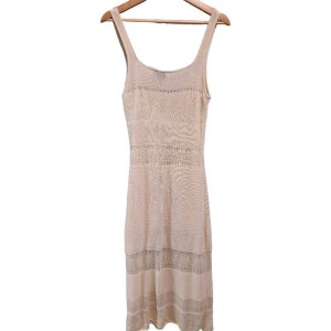 【二手精品9.9新】香奈兒 (Chanel) 的鏤空針織吊帶連衣裙(肩38胸40長133臀48)編號S442