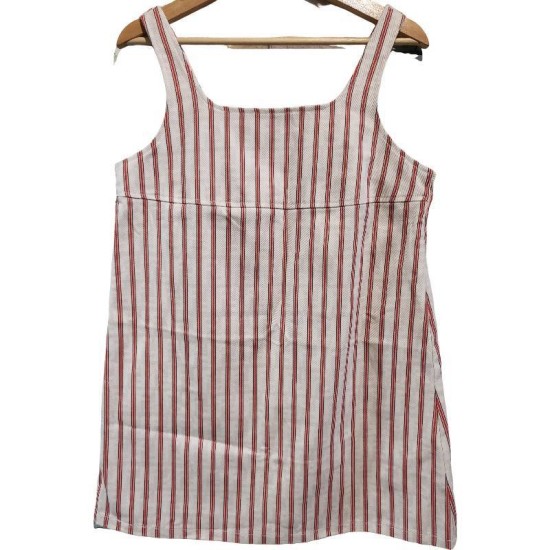 【二手精品9.9新】Fendi 的米色 FF 丹寧搭配紅色條紋裙裝(肩38胸48臀53長80)編號S444