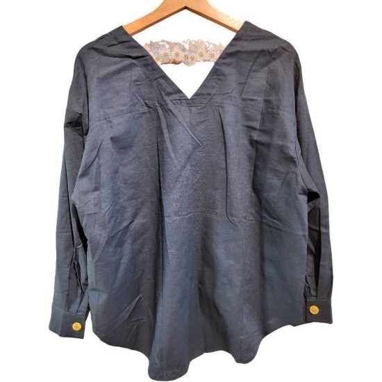 【二手精品9.9新】香奈兒 (CHANEL)經典法式慵懶風格 V 領長袖襯衫(肩56胸58長72袖長48)編號S446