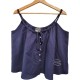 【二手精品9.9新】Chanel Uniform 的深藍色細肩帶吊帶上衣(肩48胸56長53)編號S447