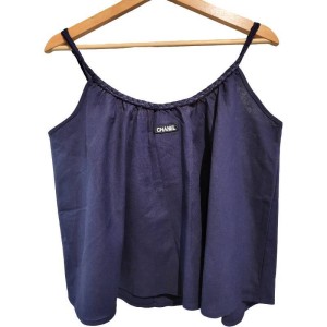 【二手精品9.9新】Chanel Uniform 的深藍色細肩帶吊帶上衣(肩48胸56長53)編號S447