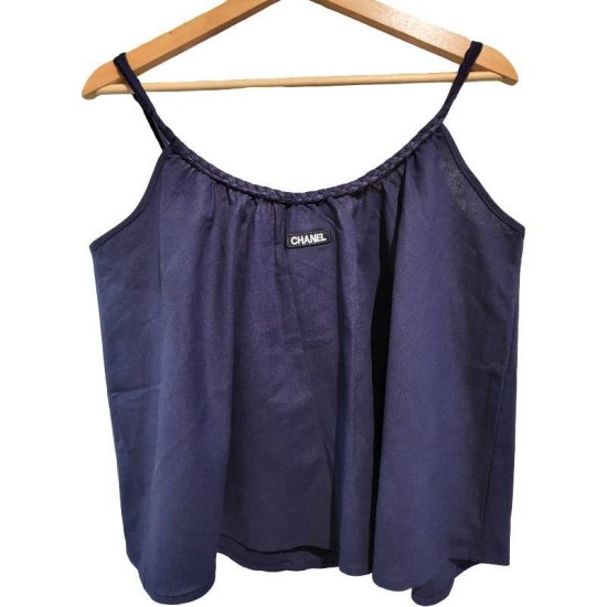 【二手精品9.9新】Chanel Uniform 的深藍色細肩帶吊帶上衣(肩48胸56長53)編號S447