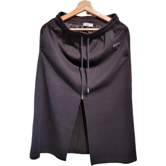 【二手精品9.9新】PRADA (普拉達)經典黑色休閒中長裙(腰36〔彈性〕臀53長73)編號S451