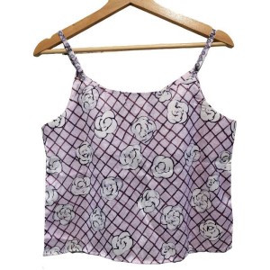 【二手精品9.9新】香奈兒 Chanel 印花細肩帶背心上衣(肩38胸46長51)編號S455