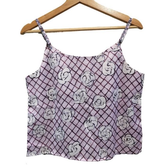 【二手精品9.9新】香奈兒 Chanel 印花細肩帶背心上衣(肩38胸46長51)編號S455
