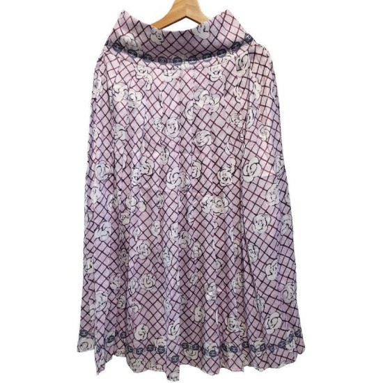 【二手精品9.9新】香奈兒 Chanel經典山茶花圖騰長裙(腰35臀50長95)編號S456