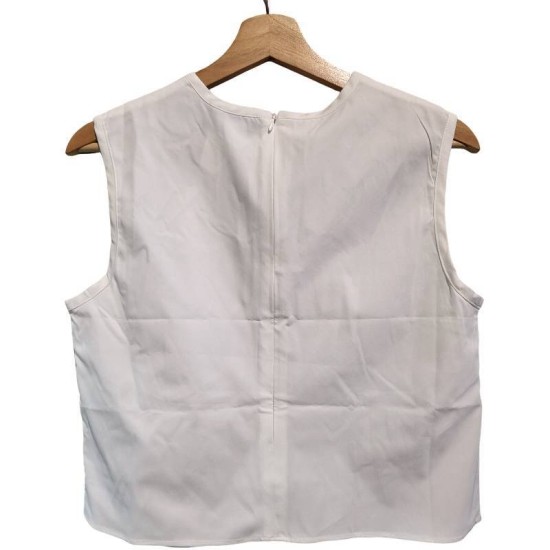 【二手精品9.9新】CHANEL Uniform（香奈兒員工制服）系列的白色無袖背心上衣(肩38胸47長50)編號S457
