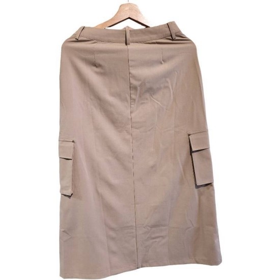 【二手精品9.9新】PRADA（普拉達）工裝風格拉鍊設計中長裙(腰36臀48長84)編號S461