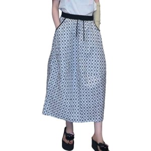 【二手精品9.9新】路易威登 (Louis Vuitton) 經典 Monogram 標誌圖案的長裙(腰34（彈性）臀55長82)編號S462