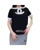 【二手精品9.9新】Chanel（香奈兒）的大雙C標誌拼色針織短袖上衣(肩38胸46長56)編號S463