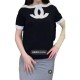 【二手精品9.9新】Chanel（香奈兒）的大雙C標誌拼色針織短袖上衣(肩38胸46長56)編號S463