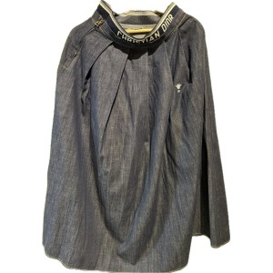 【二手精品9.9新】迪奧Christian Dior 的丹寧斗篷式中長裙(腰35臀70長84 )編號S472