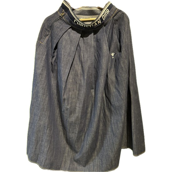 【二手精品9.9新】迪奧Christian Dior 的丹寧斗篷式中長裙(腰35臀70長84 )編號S472