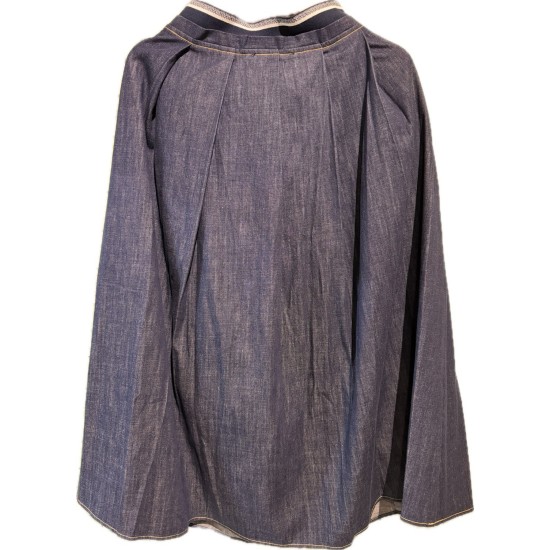 【二手精品9.9新】迪奧Christian Dior 的丹寧斗篷式中長裙(腰35臀70長84 )編號S472