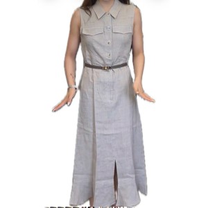 【二手精品9.9新】愛瑪仕工裝風無袖襯衫連身裙(肩38胸47長125 )編號S474