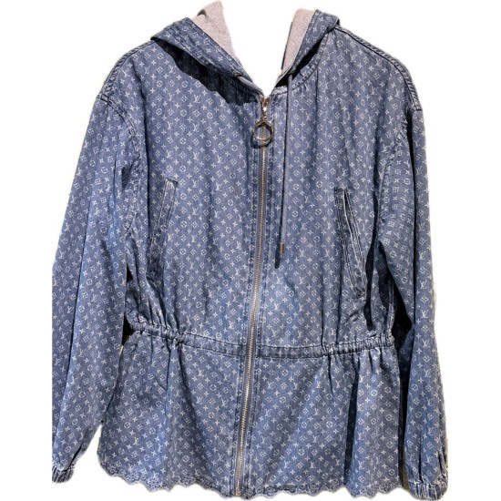 【二手精品9.9新】路易威登Louis Vuitton 品牌的 Monogram 牛仔連帽外套(肩38胸58長62 )編號S476