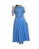 【二手精品9.9新】Miu Miu 的仿舊水洗純棉牛仔襯衫洋裝（肩38胸45長133）編號S482