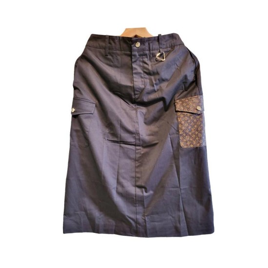 【二手精品9.9新】 Louis Vuitton（路易威登）工裝風格設計的拼接中長裙(腰33（有彈性）臀50長70)編號S486