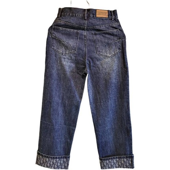 【二手精品9.9新】Christian Dior 經典的 Oblique 老花反折九分牛仔褲(腰34臀45長95（9分）)編號S489