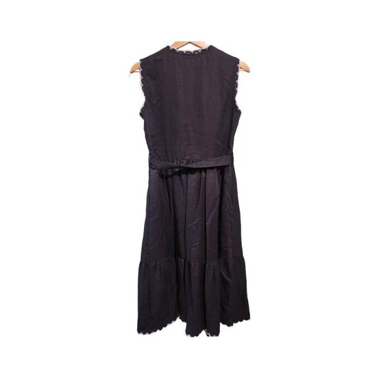 【二手精品9.9新】Miu Miu 蕾絲滾邊無袖縮腰連身裙  (肩38胸45長111)編號S500
