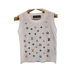 【二手精品9.9新】Louis Vuitton (路易威登) 的女士刺繡針織背心(肩36胸38長48)編號S502