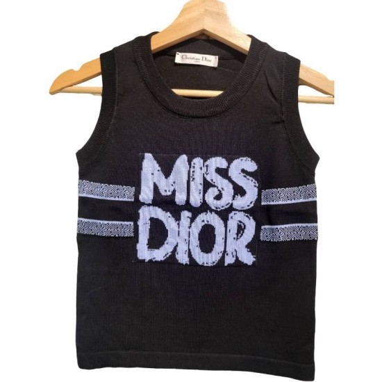 【二手精品9.9新】Christian Dior 迪奧的 “Miss Dior” 復古塗鴉風格針織背心(肩36胸36長47)編號S504