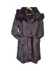 【二手精品9.9新】Chanel (香奈兒) 經典黑色雙面穿真絲與狐狸毛連帽長款大衣風(肩42胸52長93袖長66（毛子可拆／真毛草／內裡也是毛草）)編號S505