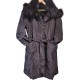 【二手精品9.9新】Chanel (香奈兒) 經典黑色雙面穿真絲與狐狸毛連帽長款大衣風(肩42胸52長93袖長66（毛子可拆／真毛草／內裡也是毛草）)編號S505