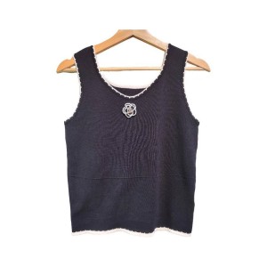 【二手精品9.9新】CHANEL 香奈兒 的黑色針織坦克背心（肩38胸46長52）編號S508