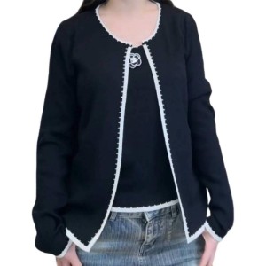 【二手精品9.9新】CHANEL 香奈兒的經典小香風滾邊針織開衫(肩38胸50長54袖長60)S509