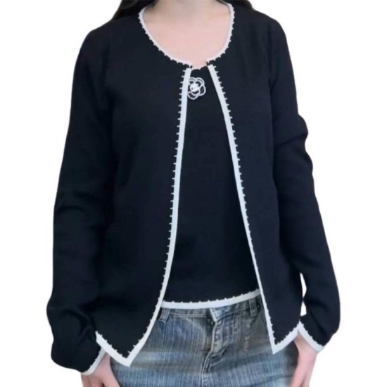 【二手精品9.9新】CHANEL 香奈兒的經典小香風滾邊針織開衫(肩38胸50長54袖長60)S509