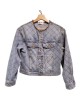 【二手精品9.9新】 CHANEL（香奈兒）菱格紋金鏈裝飾圓領牛仔夾克(肩44胸47長50袖長54)編號S512