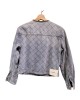 【二手精品9.9新】 CHANEL（香奈兒）菱格紋金鏈裝飾圓領牛仔夾克(肩44胸47長50袖長54)編號S512