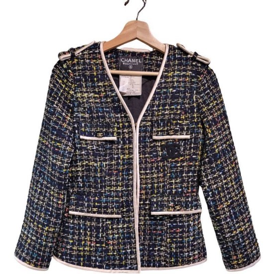 【二手精品9.9新】 CHANEL（香奈兒）經典復古粗花呢（Tweed）外套(肩32胸42長60袖長57)編號S514